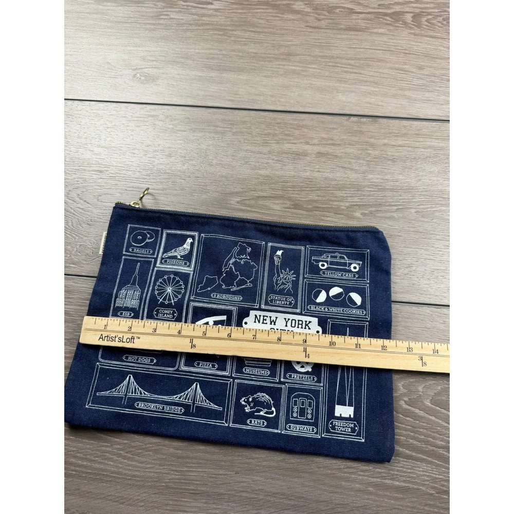 Maptote Unisex Pouch New York City Icon Graphic Denim Navy Blue OS